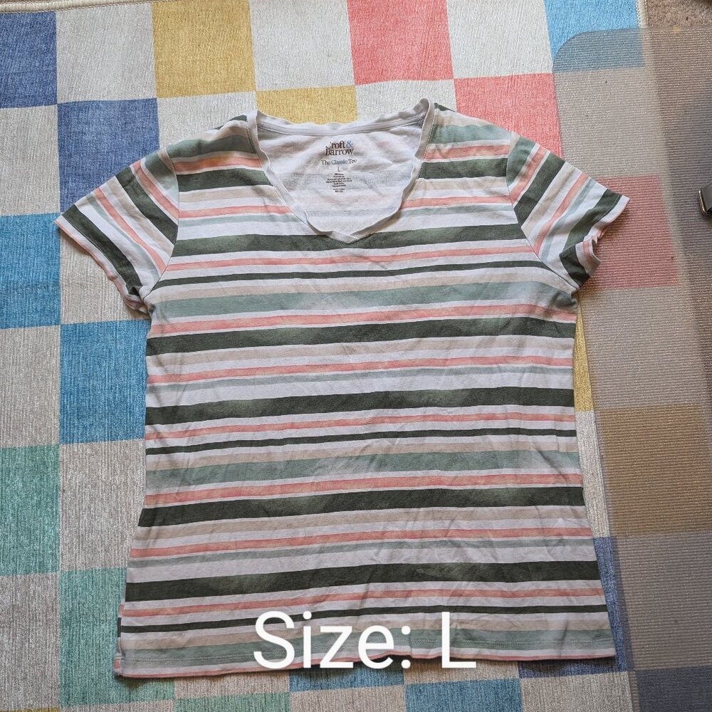 Watermelon Striped V-Neck T-Shirt, Croft & Barrow, L